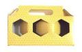 SCATOLE PORTAVASETTI MIELE da 250 gr. forate 3 posti cartoncino decorato alveare giallo mm.210x70x93 - Pz.30