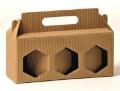 SCATOLE PORTAVASETTI fori esagonali 3 posti 250 gr. cartoncino ondulato avana mm.210x70x93 - Pz.30
