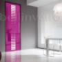 Porta in vetro laccata a battente con decoro