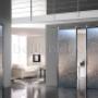 Porta vetro satinato sabbiato e formelle murano