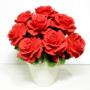 Pianta a rose rosse in porcellana di Capodimonte