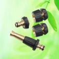 Brass garden hose fittings and yard spray nozzle set, Brass Garden Spray Hose Nozzle Basic Set