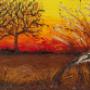 Campagna al tramonto-materico a su tela-dim 70x100
