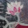 peonia rosa-tecnica mista su tela -dim.60x120