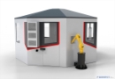 Carenatura per macchina transfer con robot industriale