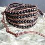 Bracciale Wrap 5 Giri e Pietre Agata Nera Naturale