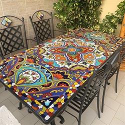 Tavoli in pietra lavica vietresi - Gazebo in ferro battuto - Ceramiche vietresi - ATM Pecchia Fabbri
