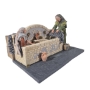 Fontana con lavandaia e bambino  Scena da presepe