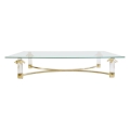 Rectangular Glass Coffee Table with Bronze and Plexiglass Frame, Italy, 1980sRectangular Glass Coffee Table with Bronze and Plexiglass Frame, Italy,