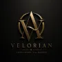 Logo luxury Velorian in oro su sfondo nero -  Lmao Graphic