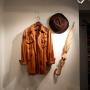 Shirt with hanger wood sculpture