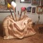 Travel bag with brushes wood sculpture